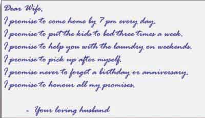 A letter by husband to his wife
